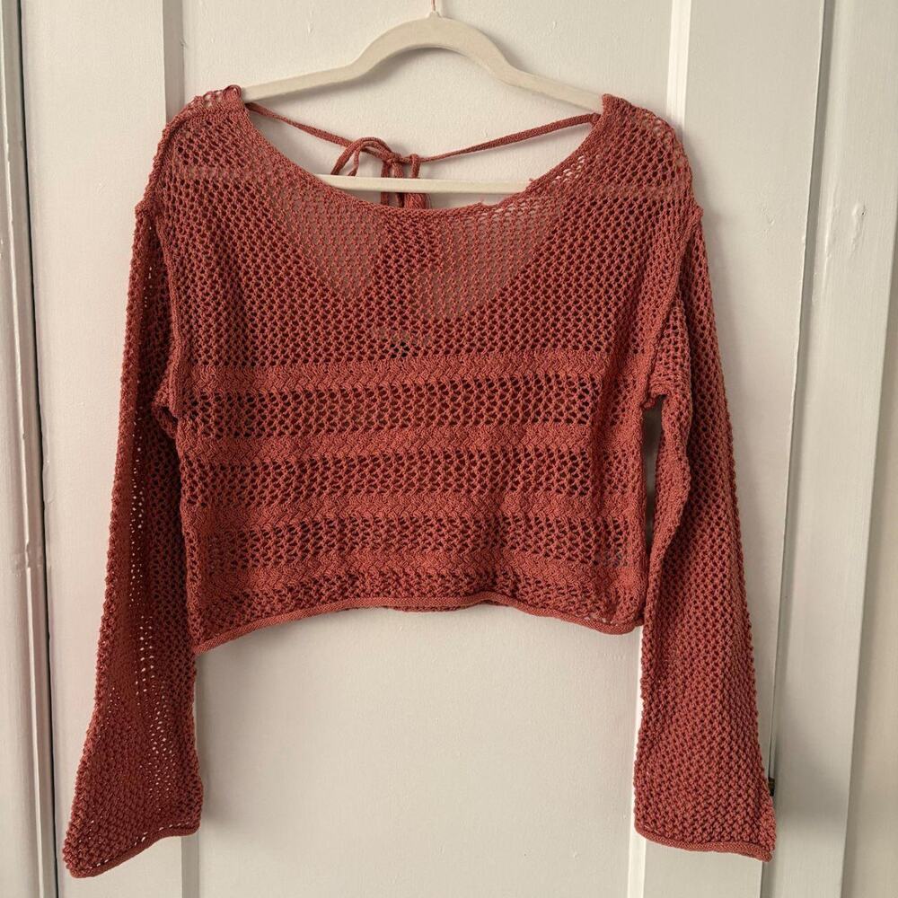 Ae off the shoulder crochet sweater beach - Picture 1 of 5